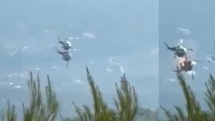 Meşə yanğınlarını söndürən iki helikopter havada toqquşdu - ANBAAN VİDEO