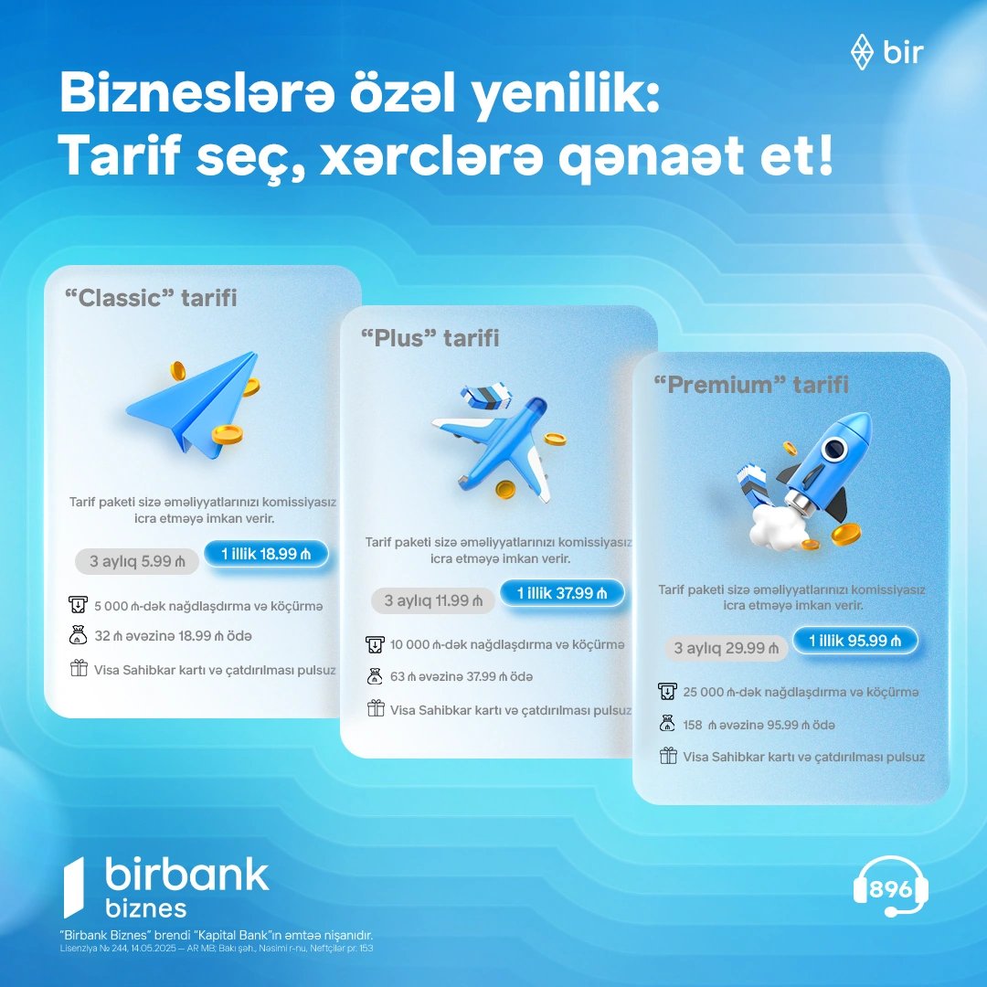Birbank Biznesdən sahibkarlar üçün yeni tariflər: xərclərinizi minimuma endirin