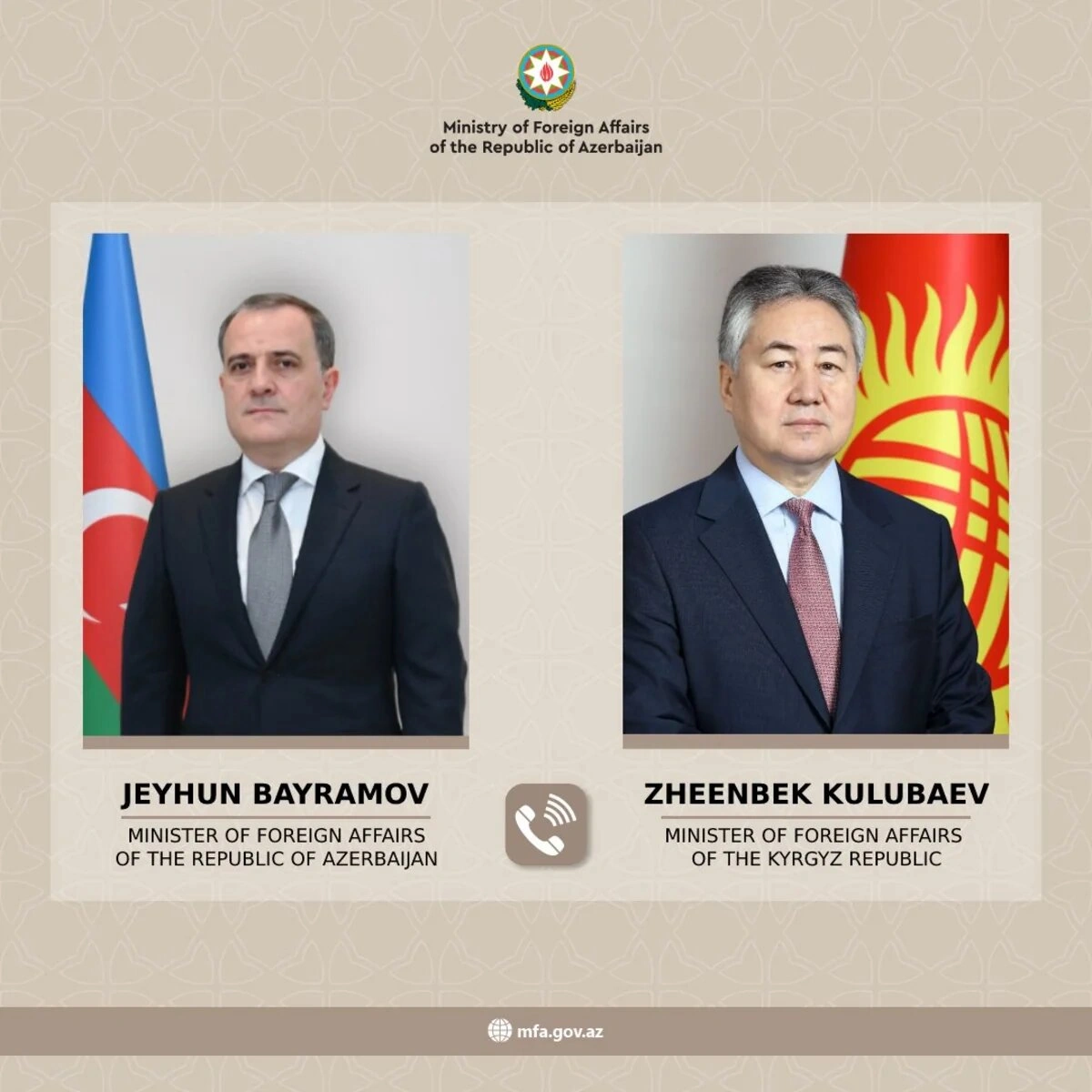 Ceyhun Bayramov qırğızıstanlı həmkarını təbrik etdi