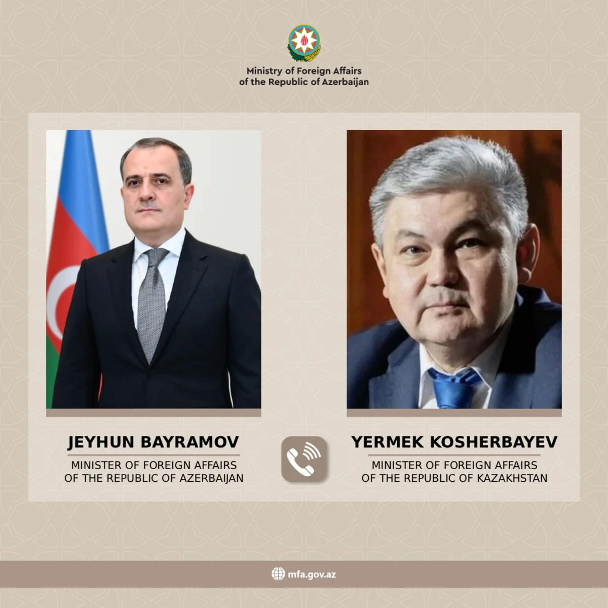 Ceyhun Bayramov qazaxıstanlı həmkarı ilə regiondakı vəziyyəti müzakirə etdi