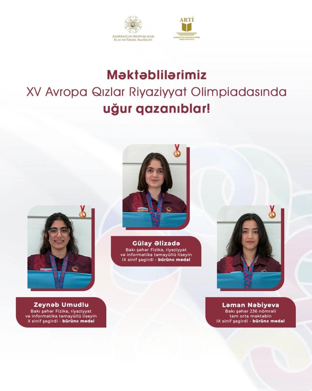 Azərbaycanlı qızlar EGMO 2026-dan 3 medalla qayıtdı - FOTO