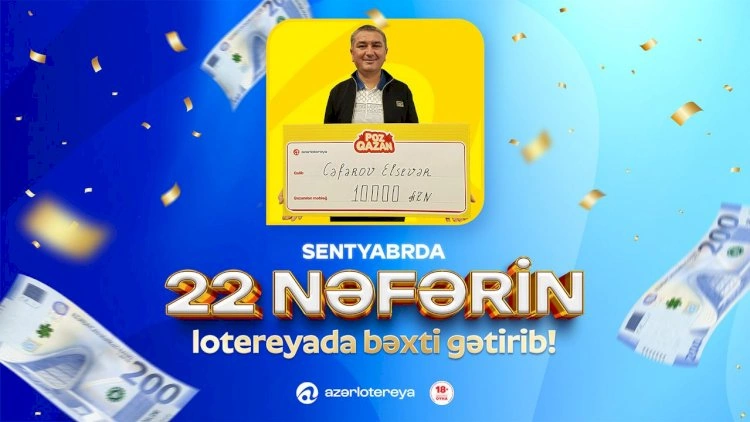 “Poz-Qazan“ oyunlarında sentyabrda 22 böyük uduş qazanılıb