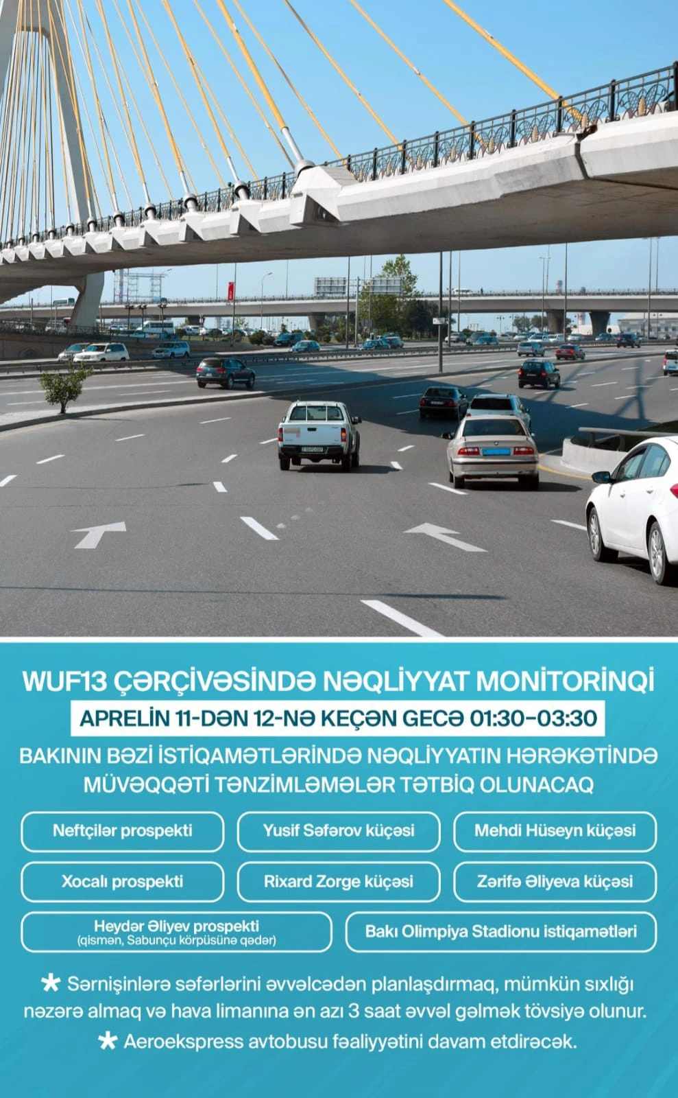 WUF13 ilə əlaqədar sərnişinlərə müraciət