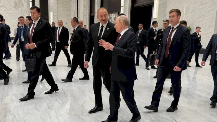 İlham Əliyev Bişkekdə Vladimir Putin ilə söhbət etdi - FOTOLAR