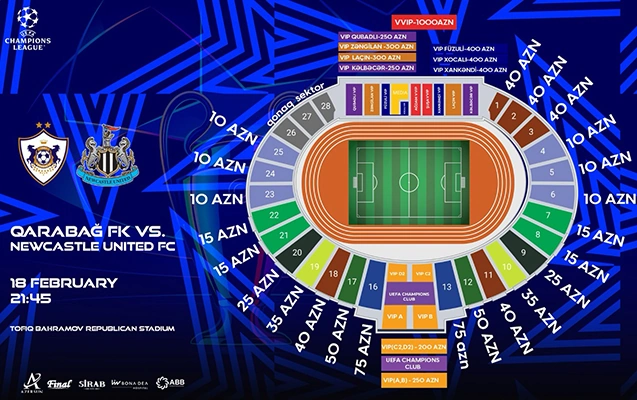 “Qarabağ” – “Nyukasl” matçının biletləri bu gün satışa çıxacaq