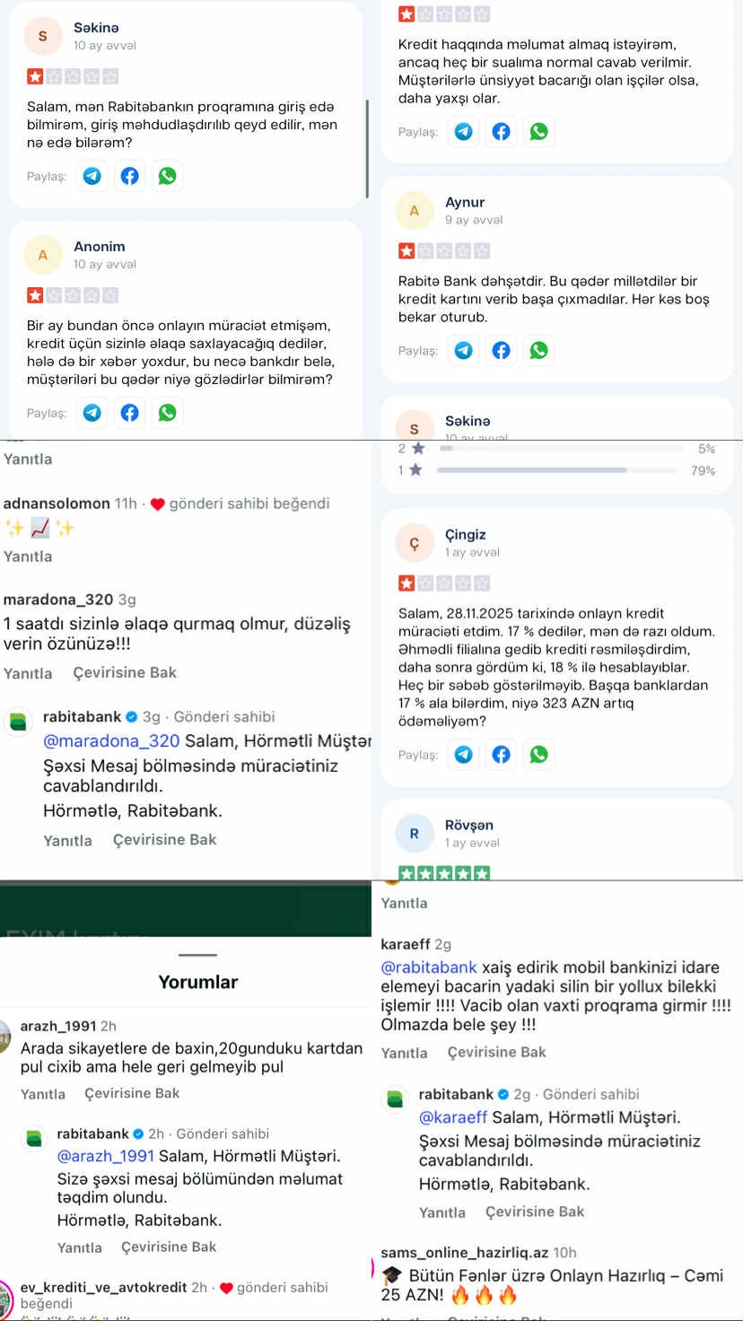 Rabitəbankdan şikayətlər artır: Müştərilər bu xidmətlərdən narazıdır - FOTO