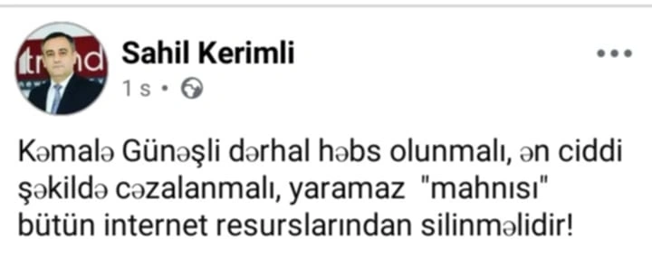 Məşhur jurnalist: Kəmalə Günəşli dərhal həbs edilməlidir