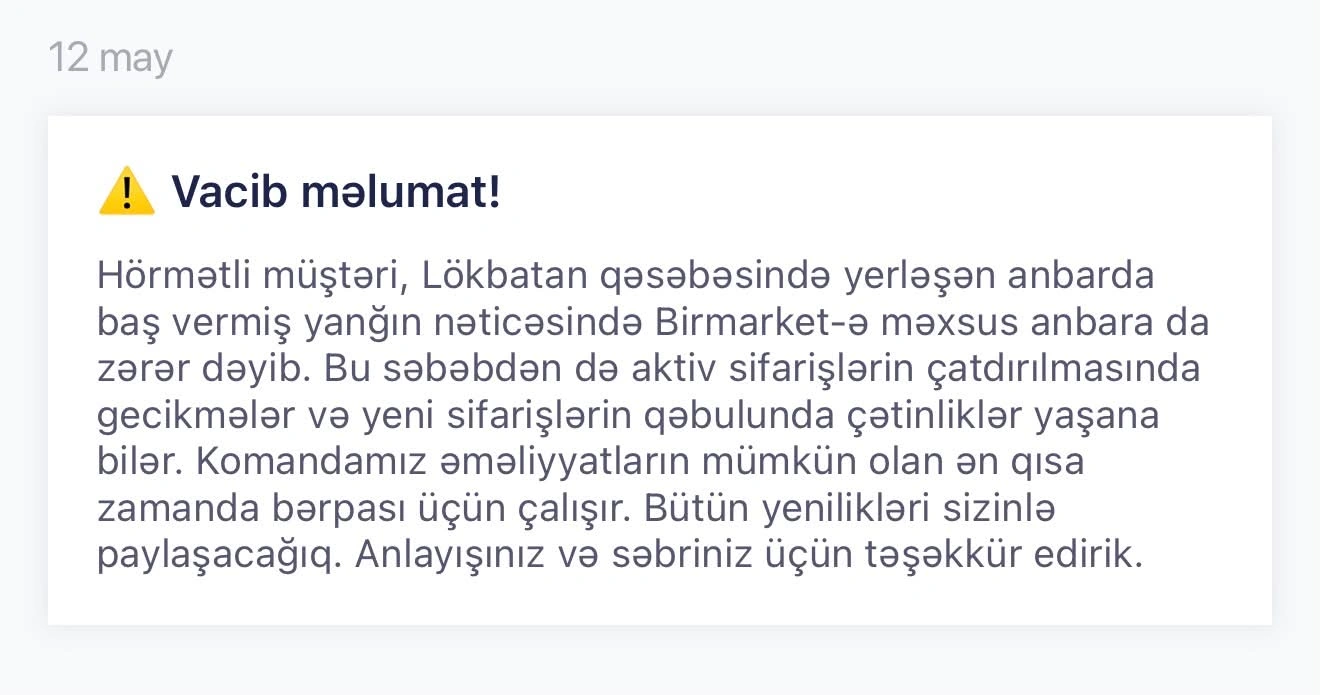 Lökbatandakı yanğında bu şirkətə də ziyan dəyib - Sifarişləriniz gecikəcək