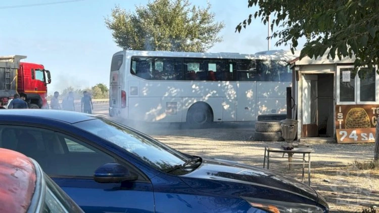 Xaçmazdan Bakıya gedən sərnişin avtobusu qəfil yandı