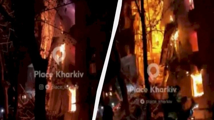 Rusiya Xarkova hücum etdi, çoxmərtəbəli yaşayış binasının bir girişi çökdü