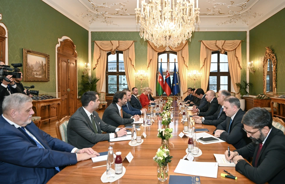 Bratislavada Prezident İlham Əliyevin Slovakiya Prezidenti ilə geniş tərkibdə görüşü oldu - Fotolar
