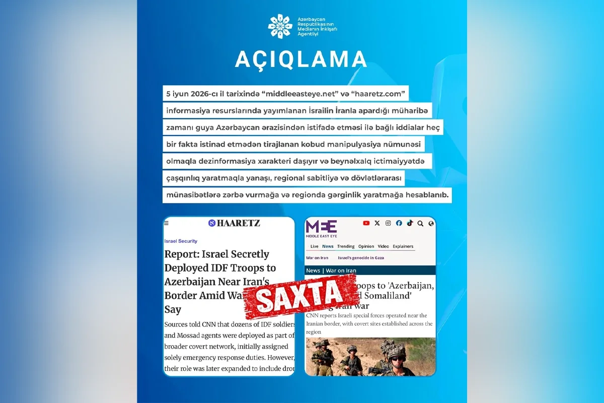 MEDİA bəzi informasiya resurslarında yayımlanan dezinformasiya barədə açıqlama yaydı