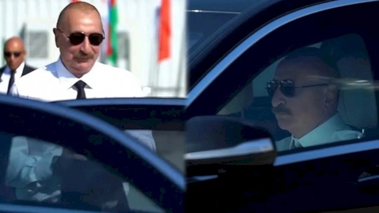 İlham Əliyev sükan arxasına keçdi - VİDEO
