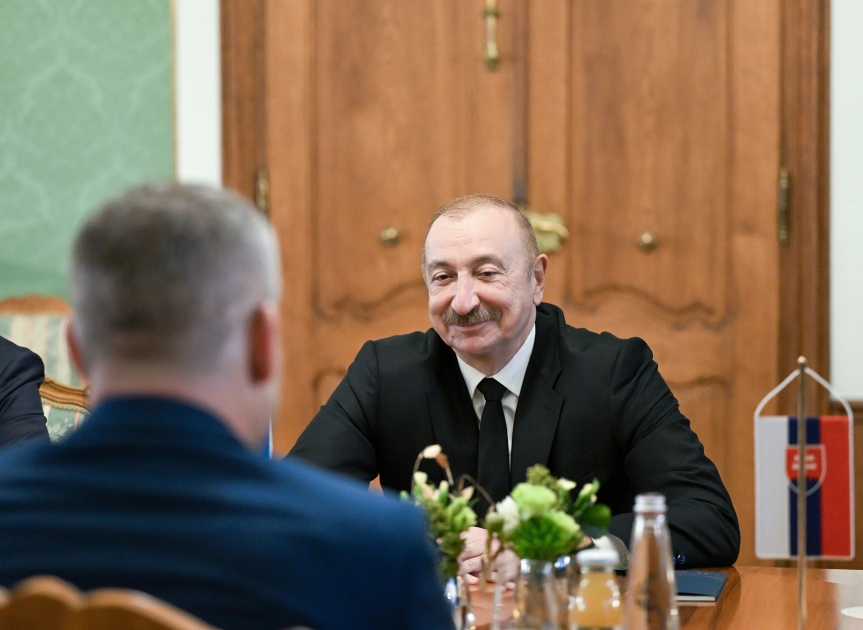 Bratislavada Prezident İlham Əliyevin Slovakiya Prezidenti ilə geniş tərkibdə görüşü oldu - Fotolar
