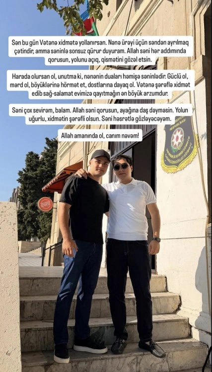 Afaq Bəşirqızı nəvəsini hərbi xidmətə yola saldı – FOTO