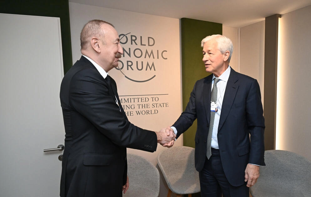 Prezident Davosda Ceymi Daymonla görüşdü - FOTO